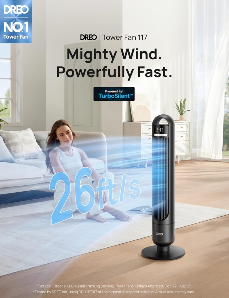 Dreo tower fan review for bedroom cooling