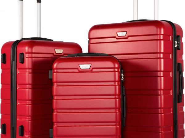 Coolife 3-Piece Luggage Set red hero image