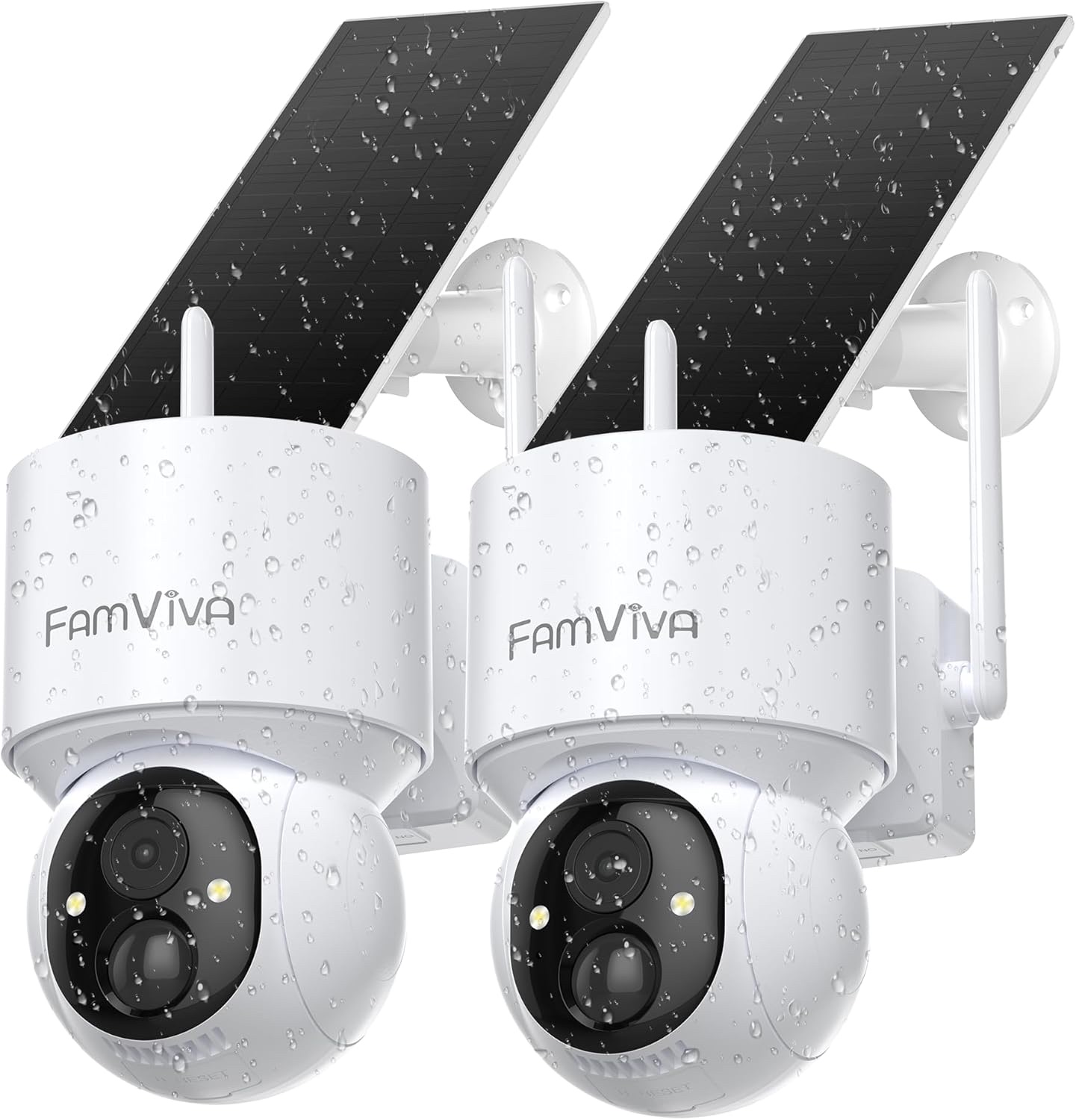FAMVIVA 2K Solar Security Camera 4-pack white wireless outdoor PTZ