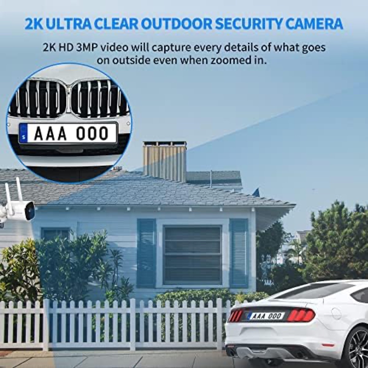 Septekon P30 security camera front view and side view showing the IP66 weatherproof body