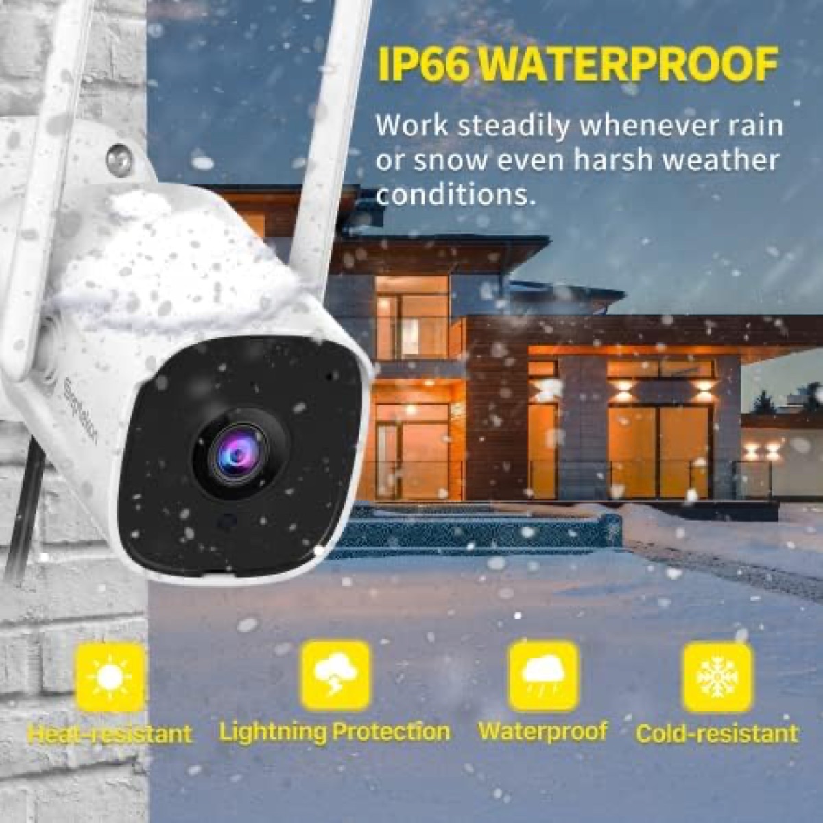 Septekon P30 security camera with dual WiFi antenna highlighted for extended range