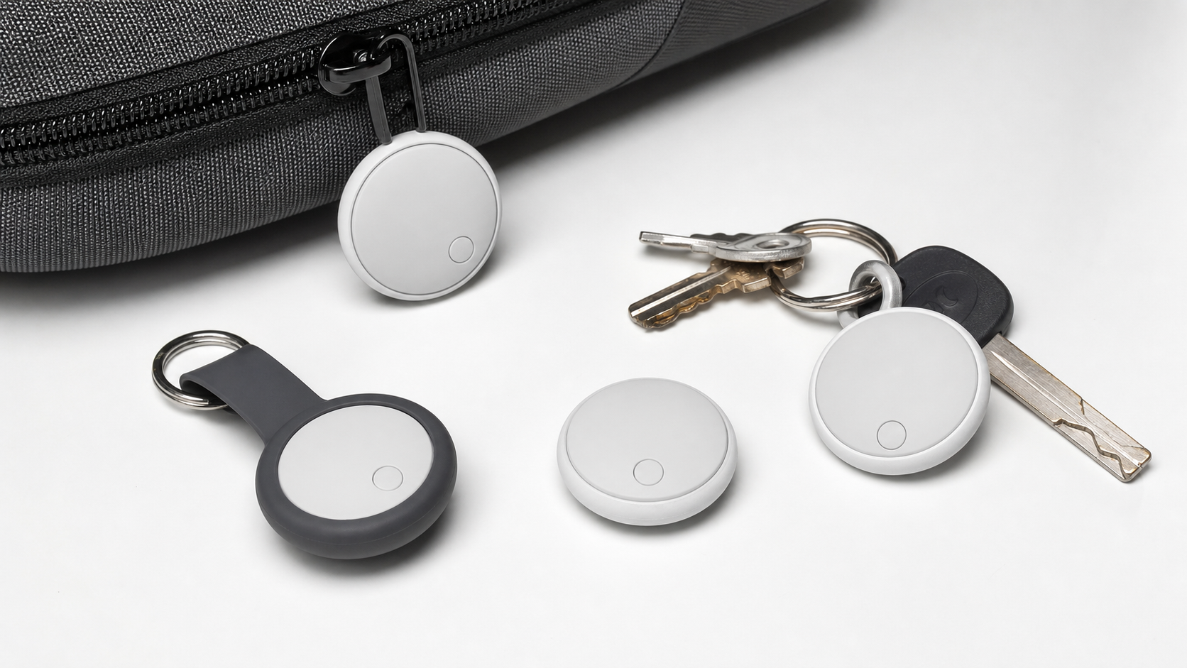 Generic Bluetooth item tracker tags used as an editorial illustration for the RSH Air Tracker Tag review